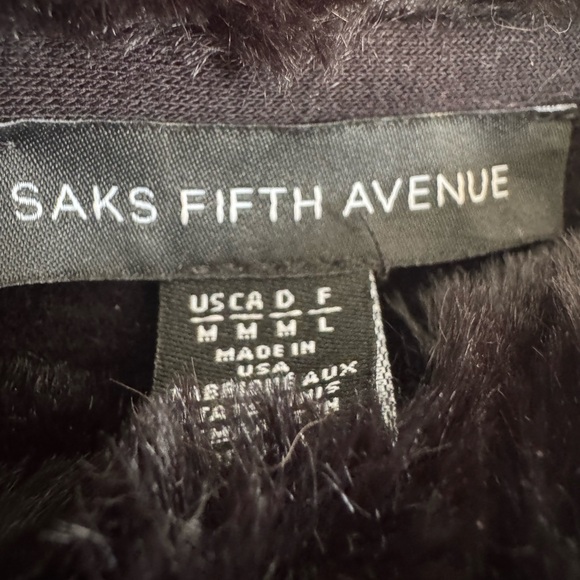 Saks Fifth Avenue Black Poncho with Faux Fur Trim - Picture 3 of 3